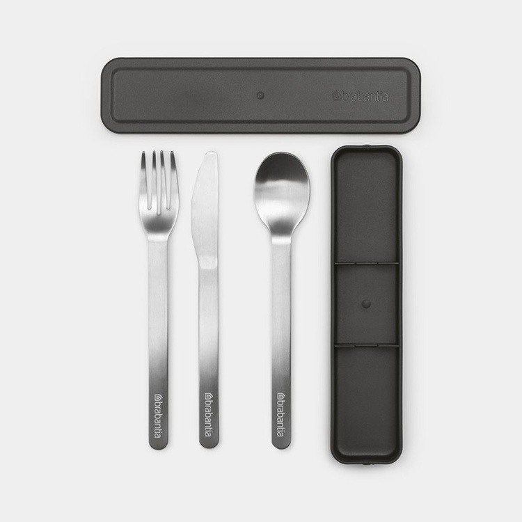 Bestick i fodral, MAKE & TAKE CUTLERY SET, Brabantia, Mörkgrå / Silver i gruppen Förvaring / Köksförvaring / Matlådor hos SmartaSaker.se (40097)