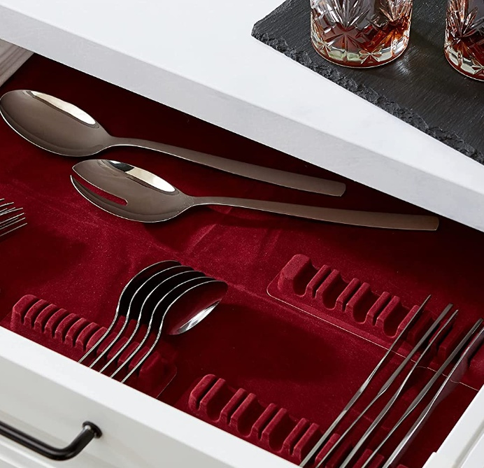 Bestickförvaring, för 114 bestick, CUTLERY ORGANIZER, Vinröd i gruppen Förvaring / Köksförvaring / Organisera köksskåp / Besticklådor hos SmartaSaker.se (40100)