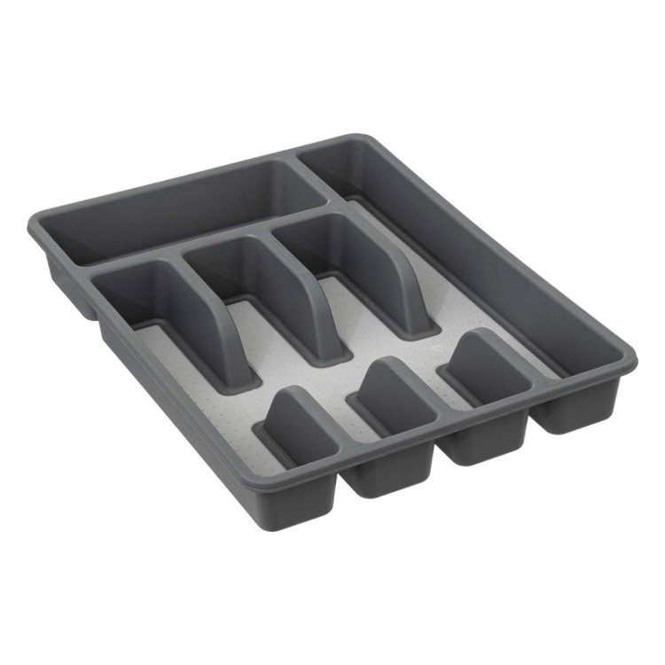 Besticklåda, 5 fack, NON SLIP RANGE-COUVERTS, 36,5 x 26.5 x H 5 cm, Grå i gruppen Förvaring / Köksförvaring / Organisera köksskåp / Besticklådor hos SmartaSaker.se (40114)