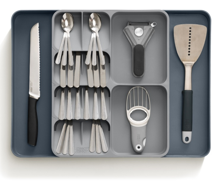 Besticklåda, Justerbar, DRAWERSTORE, Joseph Joseph, 31,5 x 39,5~60 x H 5,5 cm, Grå i gruppen Förvaring / Köksförvaring / Organisera köksskåp / Besticklådor hos SmartaSaker.se (40124)