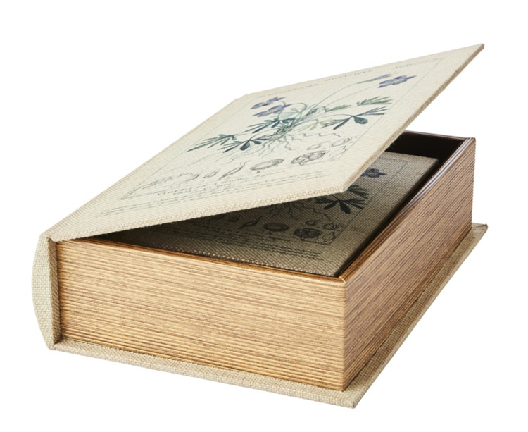 Boklåda, Dold Förvaring, BOTANIQUE, LARGE, 27 x 19 x H7 cm, Beige i gruppen Förvaring / Förvaringslådor / Småförvaring hos SmartaSaker.se (40152)