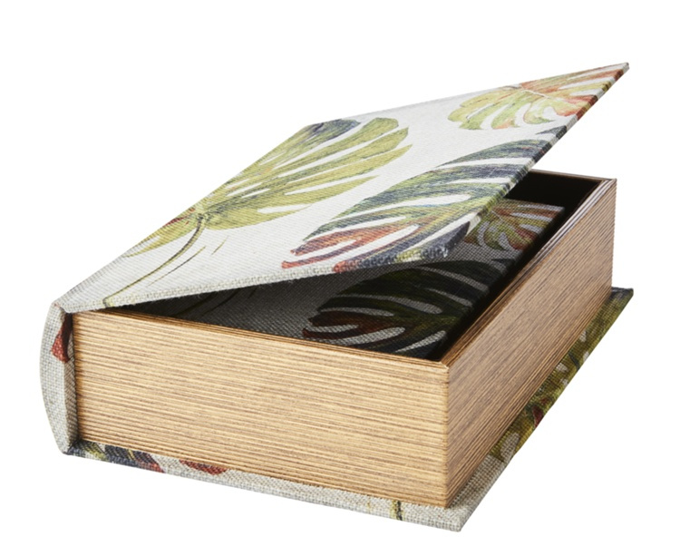 Boklåda, Dold Förvaring, MONSTRERA, LARGE, 27 x 19 x H 7 cm, Grå / Grön i gruppen Förvaring / Förvaringslådor / Småförvaring hos SmartaSaker.se (40159)