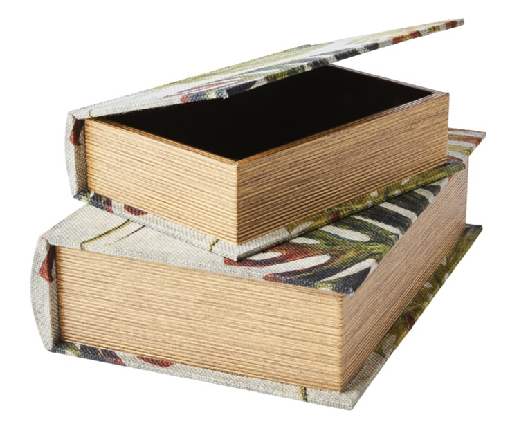 Boklåda, Dold Förvaring, MONSTRERA, SMALL, 20 x 14 x H 6 cm, Grå / Grön i gruppen Förvaring / Förvaringslådor / Småförvaring hos SmartaSaker.se (40160)