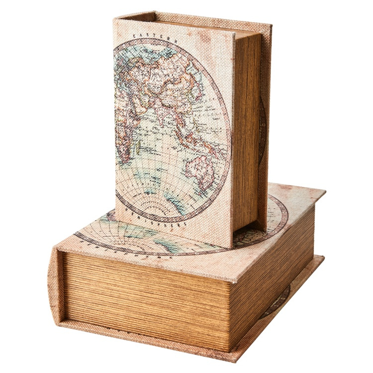 Boklåda, Dold Förvaring, THE WORLD MAP, SMALL, 20 x 14 x H6 cm i gruppen Förvaring / Förvaringslådor / Småförvaring hos SmartaSaker.se (40163)