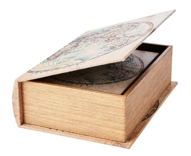 Boklåda, Dold Förvaring, THE WORLD MAP, LARGE, 27 x 19 x H8 cm i gruppen Förvaring / Förvaringslådor / Småförvaring hos SmartaSaker.se (40164)