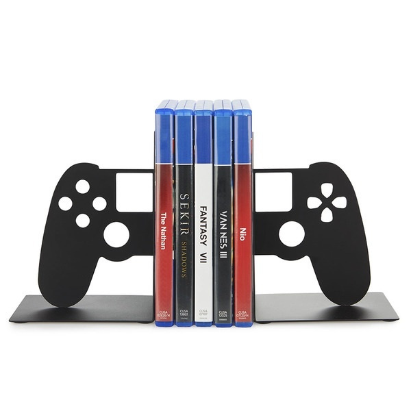 Bokstöd i metall, 2 st, JOYPAD VIDEOGAME HOLDERS, Svarta i gruppen Förvaring / Kontorsmaterial hos SmartaSaker.se (40189)