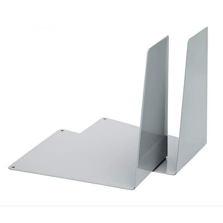Bokstöd i metall, 2st, WEDGE, 12 x 14 x H14,5 cm, Grå i gruppen Förvaring / Kontorsmaterial hos SmartaSaker.se (40193)