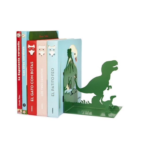 Bokstöd i metall, JURASSIC, 13 x 10 x H 16 cm, Grön i gruppen Förvaring / Kontorsmaterial / Bokstöd hos SmartaSaker.se (40200)