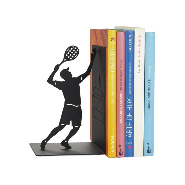 Bokstöd i metall, TENNIS MATCH POINT, 11 x 10 x H 17 cm, Svart i gruppen Förvaring / Barnrumsförvaring hos SmartaSaker.se (40209)
