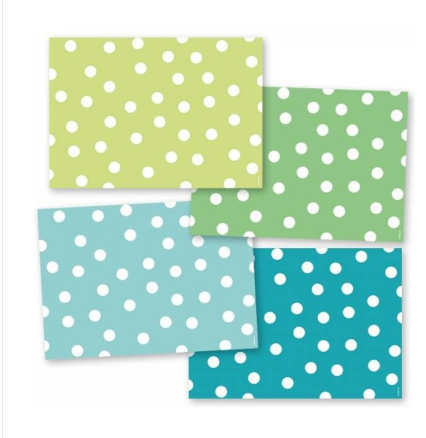 Bordstabletter i papper, 4 varianter x 12 ark, POLKA AQUA, 42 x 30 cm, Mix i gruppen Förvaring / Köksförvaring hos SmartaSaker.se (40215)