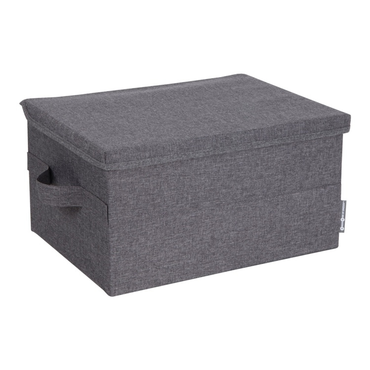 Box i tyg med lock, BIGSO MEDIUM SOFT STORAGE 40 x 30 x H 22 cm, Grå i gruppen Förvaring / Förvaringslådor / BigSo förvaringslådor hos SmartaSaker.se (40222)