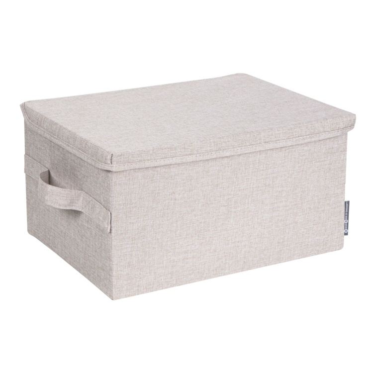 Box i tyg med lock, BIGSO MEDIUM SOFT STORAGE, 40 x 30 x H 22 cm, Beige i gruppen Förvaring / Förvaringslådor / BigSo förvaringslådor hos SmartaSaker.se (40223)