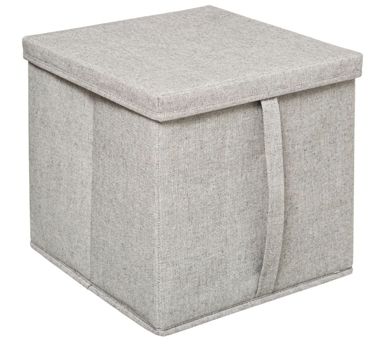 Box i tyg med lock, ORGA STORAGE BOX CUBE, 31 x 31 x H 31 cm, Beige-Grå i gruppen Förvaring / Garderobsförvaring hos SmartaSaker.se (40226)