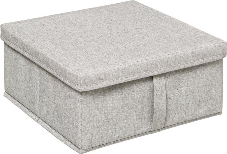 Box i tyg med lock, ORGA STORAGE BOX MEDIUM, 31 x 31 x H 15 cm, Beige-Grå i gruppen Förvaring / Garderobsförvaring hos SmartaSaker.se (40228)
