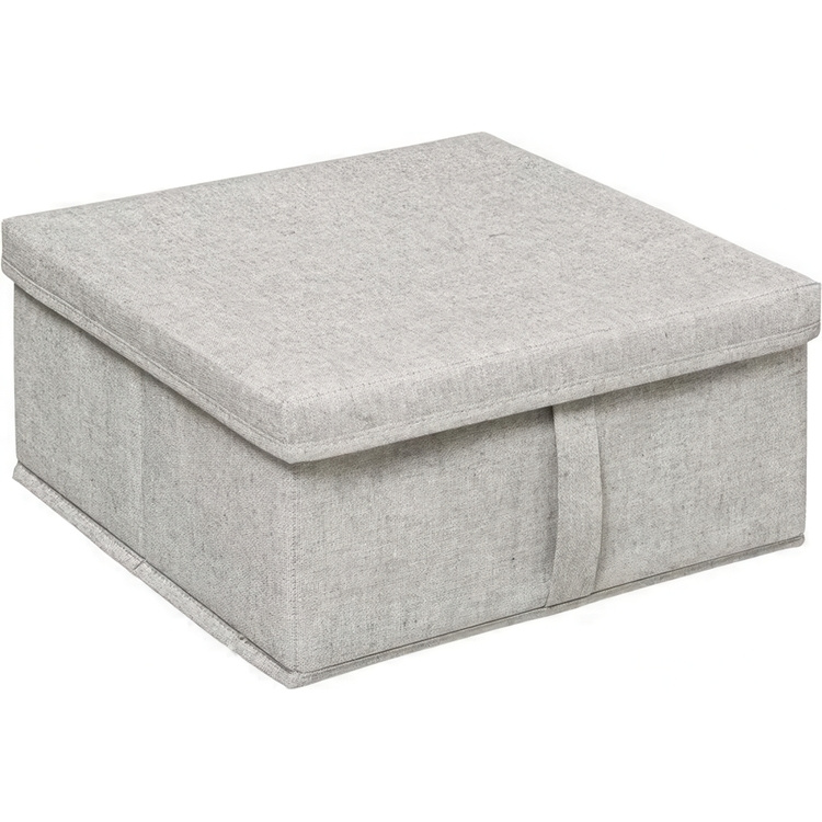 Box i tyg med lock, ORGA STORAGE BOX MEDIUM, 31 x 31 x H 15 cm, Beige-Grå i gruppen Förvaring / Garderobsförvaring hos SmartaSaker.se (40228)