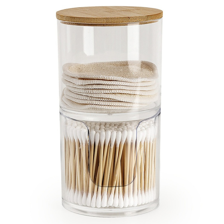Burk för bomullspads & tops, SELENA BAMBOO, Ø 9,7 x H 18,1 cm, Klar / Natur i gruppen Förvaring / Badrumsförvaring / Sminkförvaring hos SmartaSaker.se (40260)