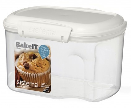 Burk för mjöl, gryn mm, 1,56 L, SISTEMA BAKE IT, Klar / Vit i gruppen Förvaring / Köksförvaring / Förvaringslådor och burkar / Sistema hos SmartaSaker.se (40272)
