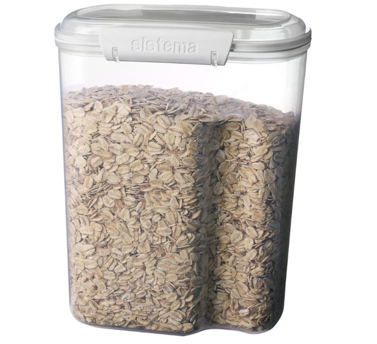 Burk för mjöl, gryn mm, 3,35 L, Med skopa, BAKE IT, Transparent / Vit i gruppen Förvaring / Köksförvaring / Förvaringslådor och burkar / Sistema hos SmartaSaker.se (40273)