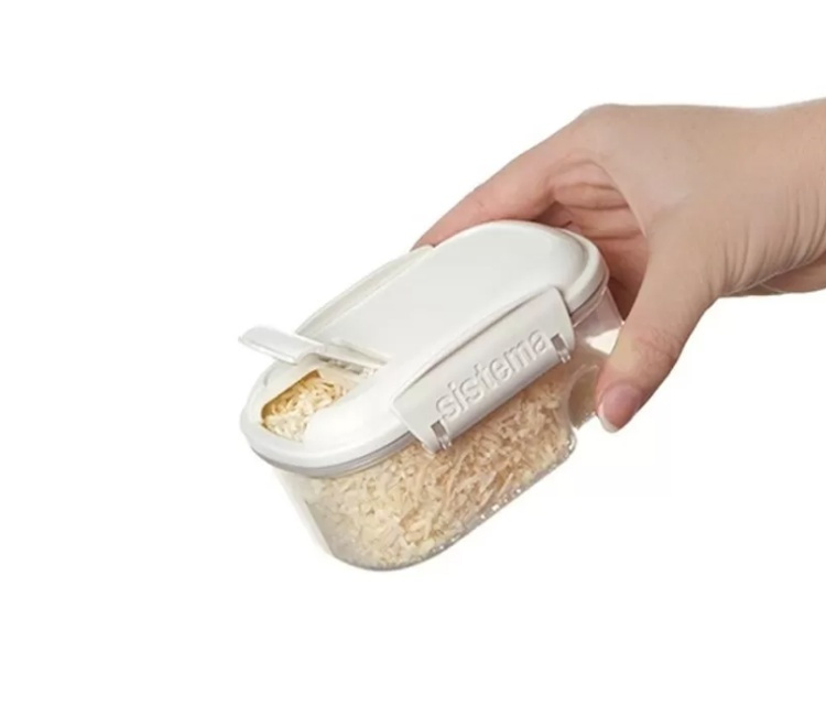 Burk för strössel mm, Liten, Flip lock, 285 ml, SISTEMA BAKE IT STACK & POUR, Klar / Vit i gruppen Förvaring / Köksförvaring / Förvaringslådor och burkar / Sistema hos SmartaSaker.se (40283)