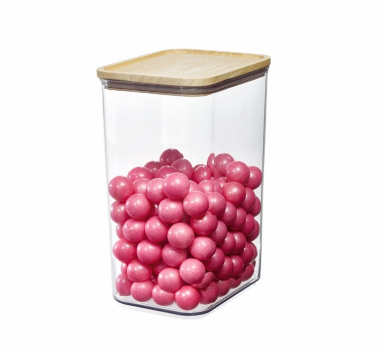 Burk för torrvaror, trälock, 3 L, PANSINO RPET LARGE CANISTER, 16 x 12 x H 23 cm , Transparent / Natur i gruppen Förvaring / Köksförvaring hos SmartaSaker.se (40295)