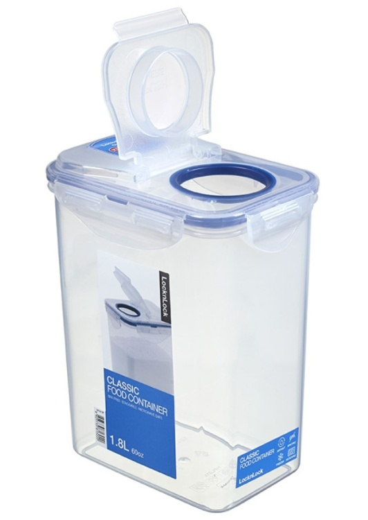 Burk med flip-lock, 1,8 L, LOCK & LOCK, 15,1 x 10,8 x H 18,5 cm, Klar / Blå i gruppen Förvaring / Köksförvaring / Matlådor hos SmartaSaker.se (40301)