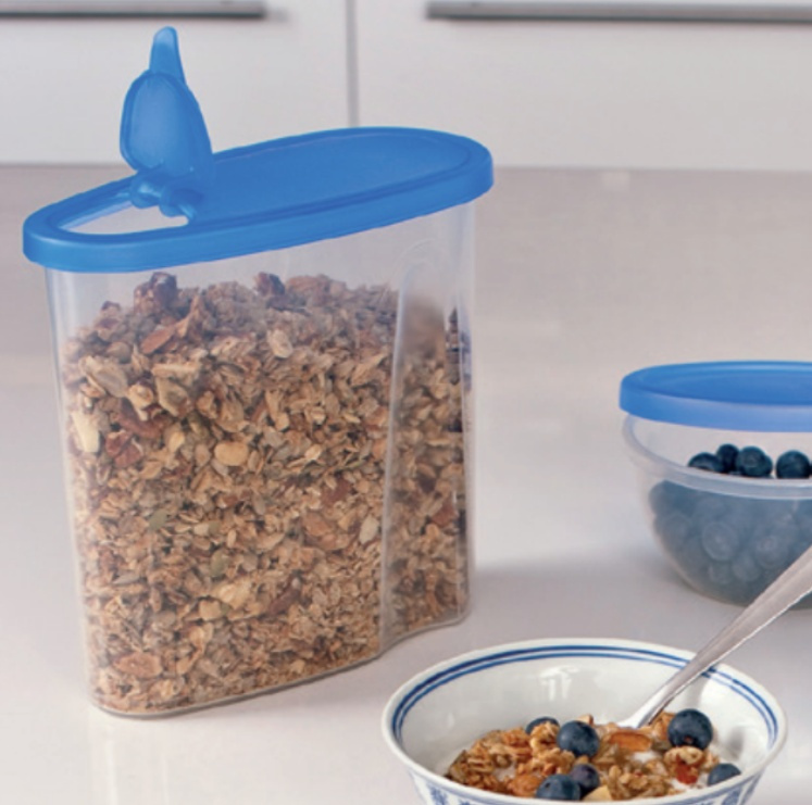 Burk med flip-lock, 2,8 L, CLUB CUISINE LARGE, Transparent / Blå i gruppen Förvaring / Köksförvaring / Förvaringslådor och burkar hos SmartaSaker.se (40304)