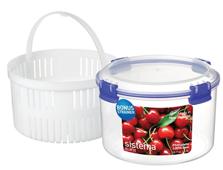 Burk med sil, 1,5 L, Rund, KLIP IT, Ø 17 x H 11 cm, Klar / Blå i gruppen Förvaring / Köksförvaring hos SmartaSaker.se (40307)