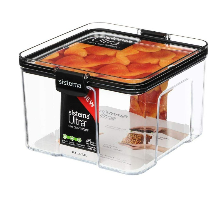 Burk, 1,4 Liter, TRITAN ULTRA LARGE SQUARE, Klar / Svart i gruppen Förvaring / Köksförvaring / Förvaringslådor och burkar hos SmartaSaker.se (40316)