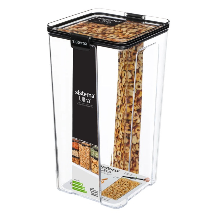 Burk, 4 Liter, TRITAN ULTRA LARGE SQUARE, Klar / Svart i gruppen Förvaring / Köksförvaring / Förvaringslådor och burkar / Sistema hos SmartaSaker.se (40326)
