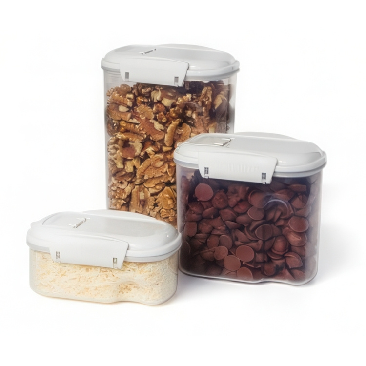 Burkar för strössel, strösocker mm, 3 st, SISTEMA BAKE IT STACK & POUR, Klar / Vit i gruppen Förvaring / Köksförvaring / Förvaringsburkar hos SmartaSaker.se (40338)