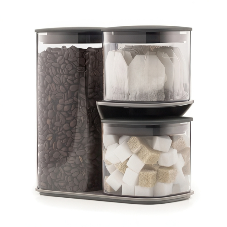 Burkar i smart ställ, 3 st, PODIUM EASY-ACCESS, Joseph Joseph, Klar / Grå i gruppen Förvaring / Köksförvaring / Förvaringsburkar hos SmartaSaker.se (40342)