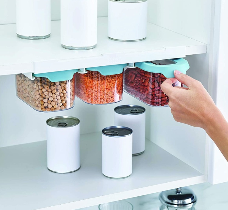 Burkar Under-Hylla Förvaring, 3 burkar, CUPBOARD-STORE, Small, Joseph Joseph, Klar / Blå i gruppen Förvaring / Köksförvaring / Organisera köksskåp / Under hyllan-förvaring hos SmartaSaker.se (40346)