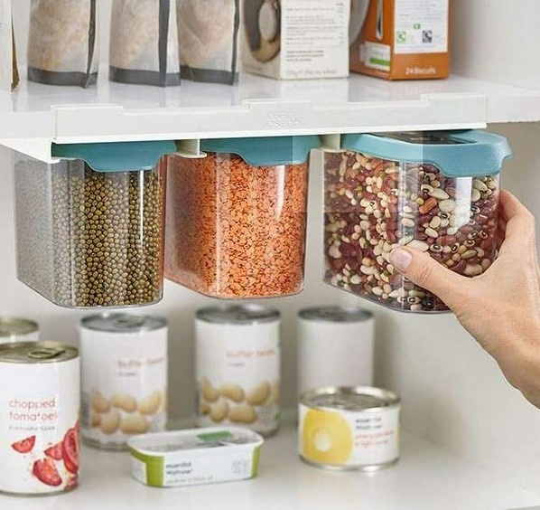 Burkar Under-Hylla Förvaring, 3-delig, CUPBOARD-STORE, Large, Joseph Joseph, Klar / Blå i gruppen Förvaring / Köksförvaring / Organisera köksskåp / Under hyllan-förvaring hos SmartaSaker.se (40347)