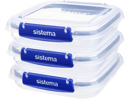 Burkar, Fyrkantiga, 520 ml, Set med 3 st, KLIP IT PLUS SANDWICH SPECIAL, Transparent / Blå i gruppen Förvaring / Köksförvaring / Matlådor / Plast hos SmartaSaker.se (40349)