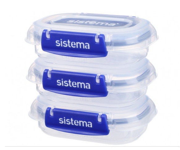 Burkar, Mini, 180 ml, Set med 3 st, KLIP IT PLUS SPECIAL, Transparent / Blå i gruppen Förvaring / Köksförvaring / Matlådor / Plast hos SmartaSaker.se (40351)