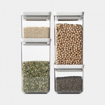 Burkar, Set med 4, TASTY+ SQUARE CANISTERS, Brabantia i gruppen Förvaring / Köksförvaring / Förvaringslådor och burkar hos SmartaSaker.se (40354)
