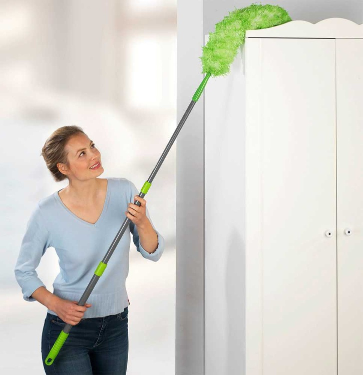 Dammvippa, Mikrofiber, Extra lång, TELESCOPIC DUSTER, 116 ~ 181 cm, Grön / Silver i gruppen Förvaring / Städförvaring och sopsortering hos SmartaSaker.se (40370)