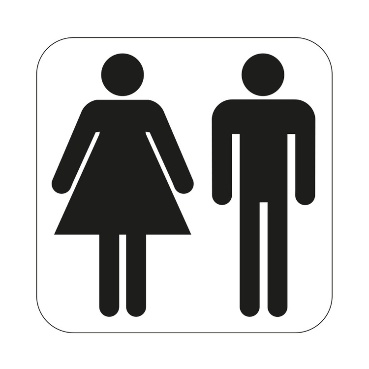 Dekal, Självhäftande, WC symbol, MAN / KVINNA, 8 x 8 cm, Vit / Svart i gruppen Förvaring / Magneter och självhäftande / Skyltar och etiketter hos SmartaSaker.se (40374)