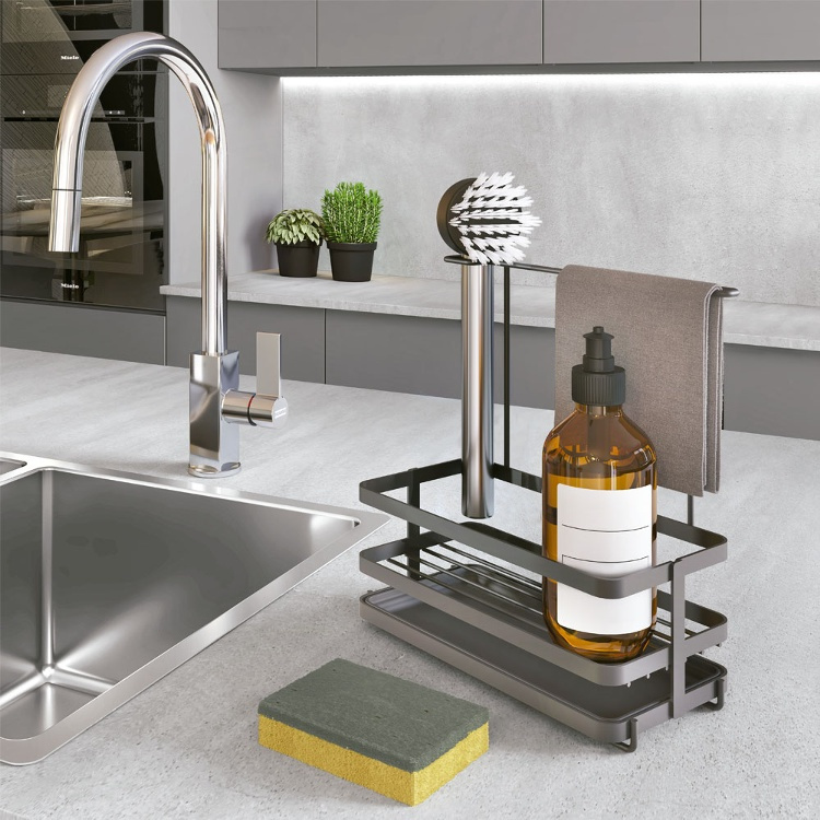 Diskbänksförvaring i metall, TOKYO SINK ORGANIZER, 23 x 11 x H 24 cm, Svart i gruppen Förvaring / Köksförvaring / Diskställ och diskbänk hos SmartaSaker.se (40395)