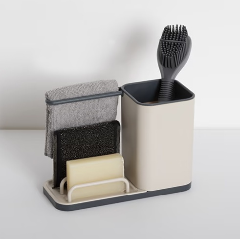 Diskbänksförvaring, NEO 3 IN 1, 21 x 9 x H14,5 cm, Beige / Grey i gruppen Förvaring / Köksförvaring / Diskställ och diskbänk hos SmartaSaker.se (40404)