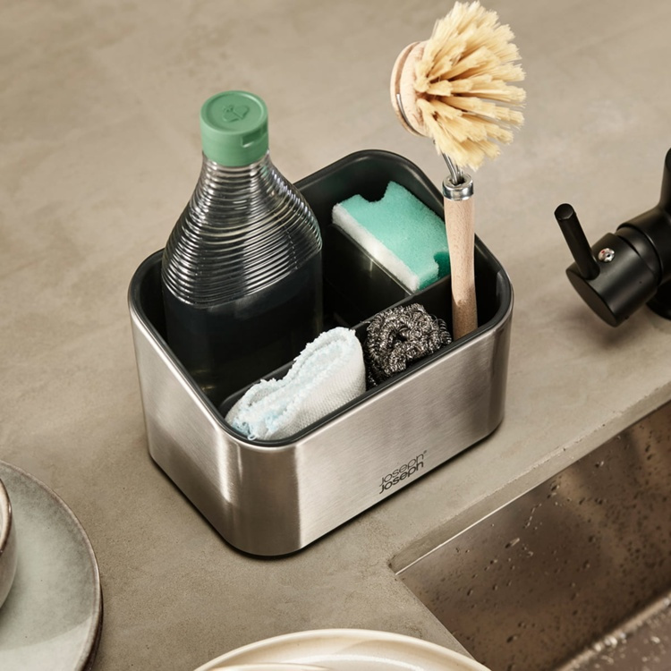 Diskbänksförvaring, SURFACE STAINLESS STEEL SINK CADDY, 17,5 x 12 x H 12 cm, Joseph Joseph, Silver i gruppen Förvaring / Köksförvaring / Diskställ och diskbänk hos SmartaSaker.se (40410)