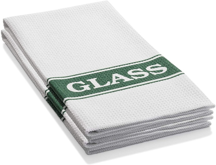 Diskhandduk för Glas, GLASS TOWEL, 40 cm x 60 cm, Vit / Grön i gruppen Förvaring / Städförvaring och sopsortering / Städtrasor och borstar hos SmartaSaker.se (40413)
