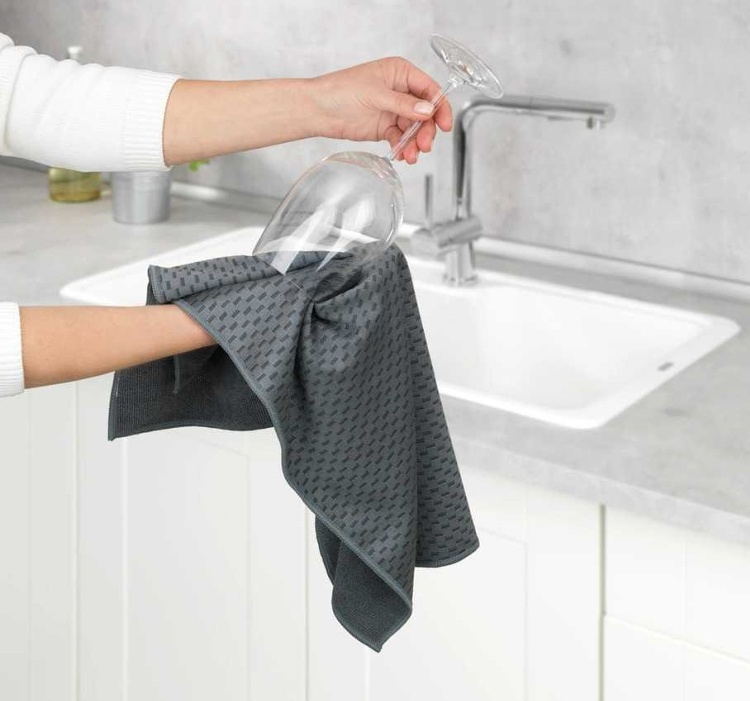 Diskhanddukar för Glas, 2 st, MIKO GLASS TOWELS, 40 x H 60 cm, Grå / Turkos i gruppen Förvaring / Städförvaring och sopsortering / Städtrasor och borstar hos SmartaSaker.se (40414)