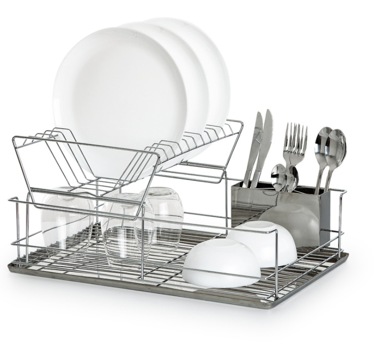 Diskställ i rostfritt stål, bestickkorg, INOX, 47 x 33 x H 23 cm, Silver i gruppen Förvaring / Köksförvaring / Diskställ och diskbänk hos SmartaSaker.se (40437)