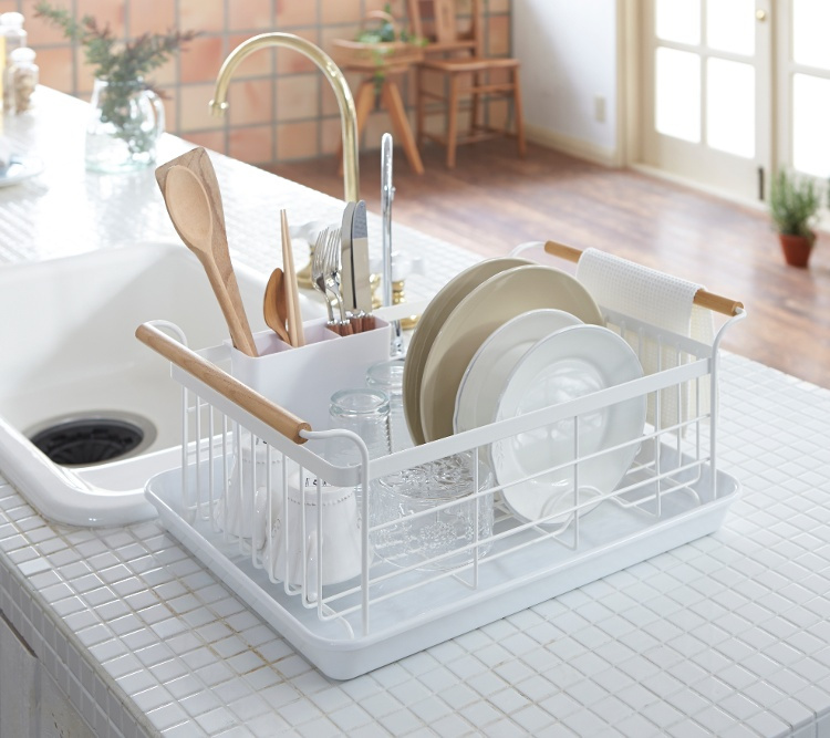 Diskställ med bricka, TOSCA DISH DRAINER, 47 x 33,5 x H 20 cm, Yamazaki, Vit i gruppen Förvaring / Köksförvaring / Diskställ och diskbänk hos SmartaSaker.se (40444)