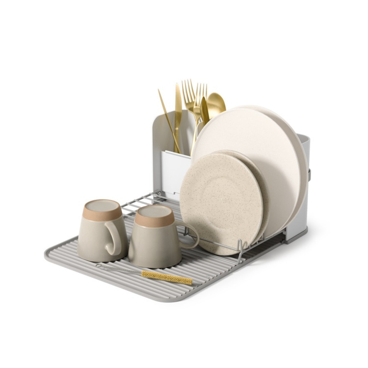 Diskställ med diskmatta, Plats sparande, SLING DISH RACK, Umbra, Grå / Vit i gruppen Förvaring / Köksförvaring / Diskställ och diskbänk hos SmartaSaker.se (40446)