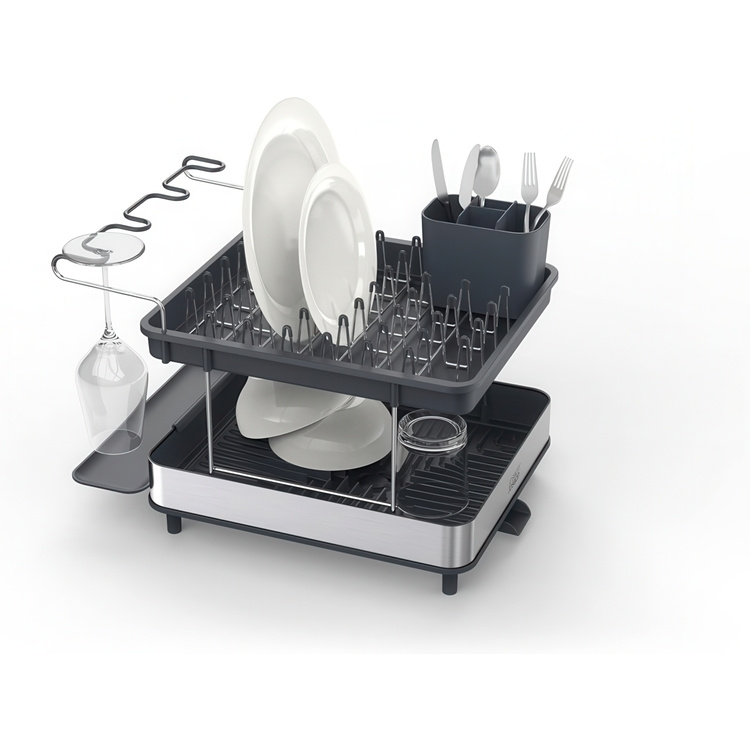 Diskställ, 2-våningar, EXCEL STEEL 2-TIER, 46,5 x 31,5 x H 32 cm, Joseph Joseph, Silver / Mörkgrå i gruppen Förvaring / Köksförvaring / Diskställ och diskbänk hos SmartaSaker.se (40454)