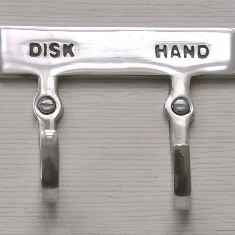 Dubbel krok med skylt, DISK & HAND, Exmez, Sandgjuten aluminium i gruppen Förvaring / Magneter och självhäftande / Skyltar och etiketter hos SmartaSaker.se (40479)