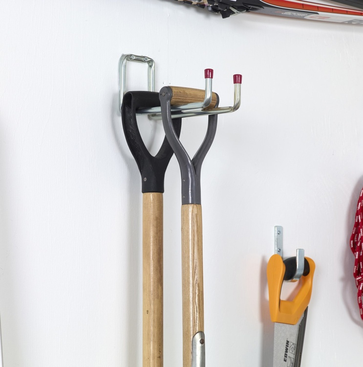 Dubbel Redskapskrok, Böjd, 25 cm, HABO 8529, Silver/ Röd i gruppen Förvaring / Förråd- och garageförvaring / Redskapshållare hos SmartaSaker.se (40481)