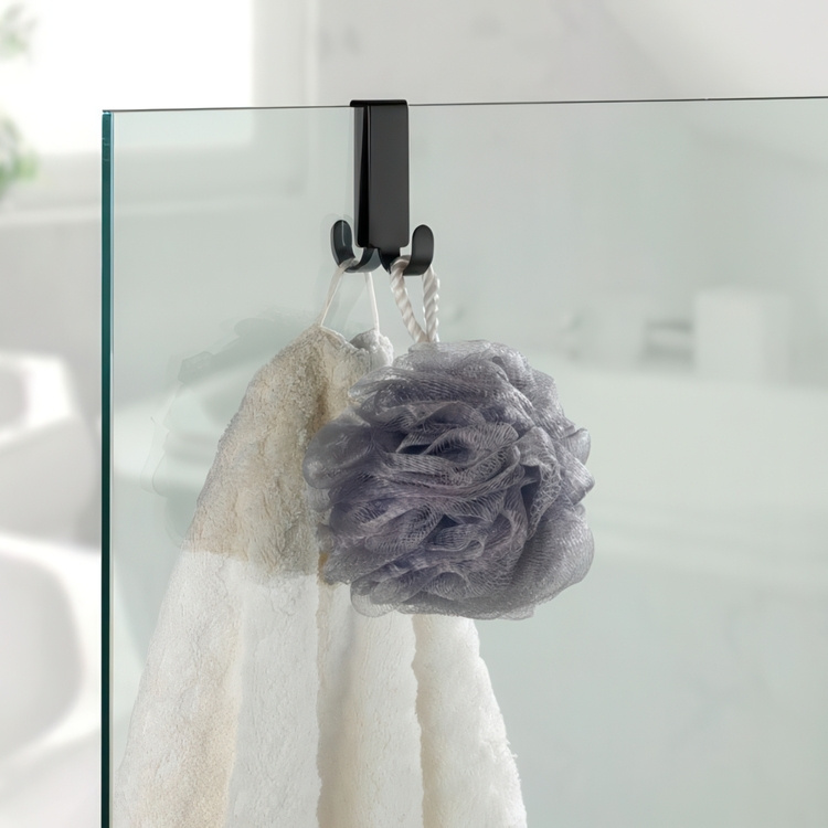 Dubbelkrok för duschväggar, 8 mm, VIESTE, Svart i gruppen Förvaring / Badrumsförvaring hos SmartaSaker.se (40490)